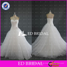 ED Braut echte Probe Schatz Hals Faltende Perlen Schärpe Ballkleid Weiße Organza Prinzessin Brautkleider Bild